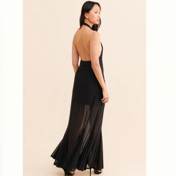 Anthropologie Let Me Be Knit Halter Maxi Dress Black Size Medium - Picture 3 of 8